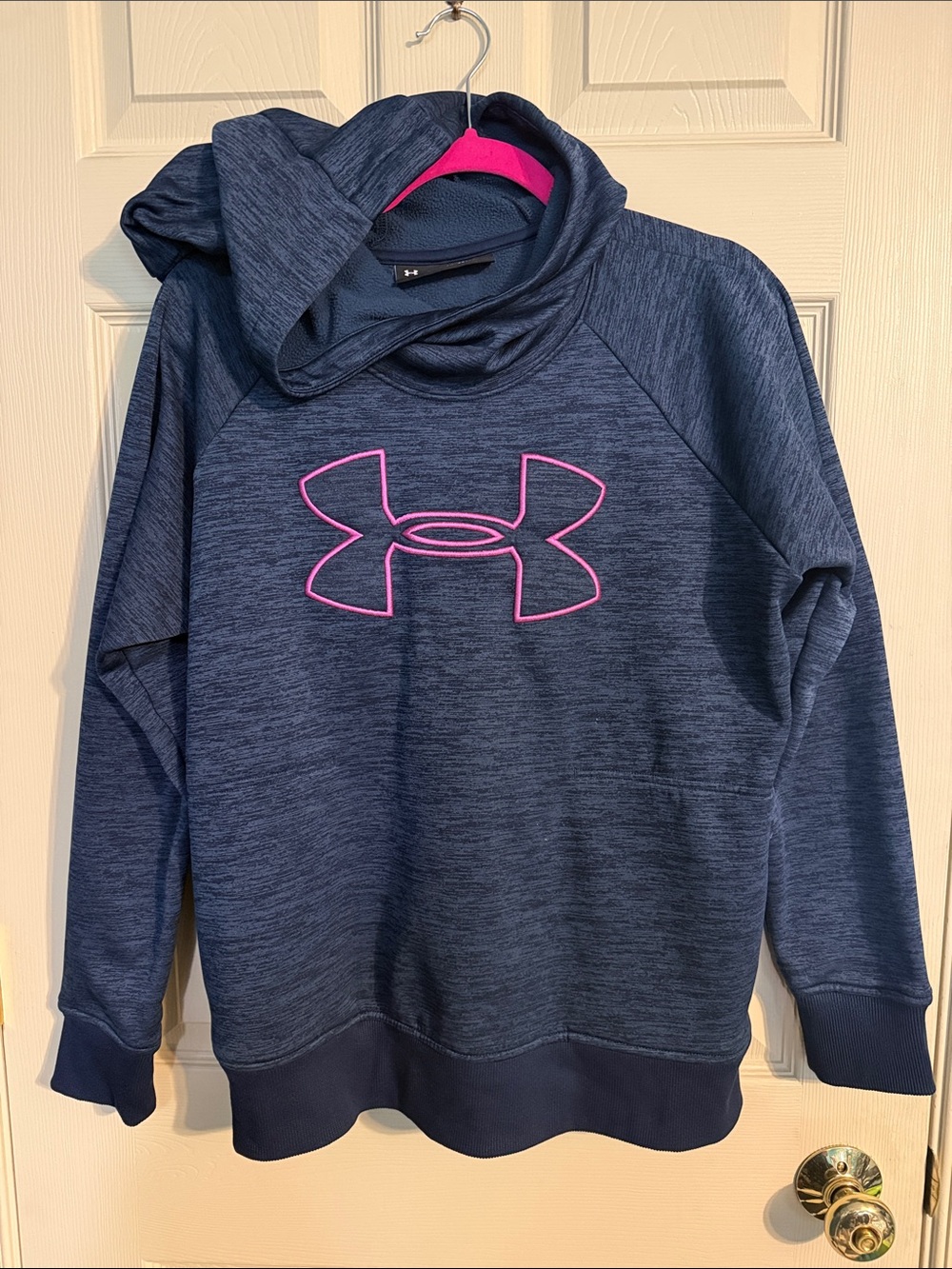 Under Armour Navy Hoodie with Pink Logo